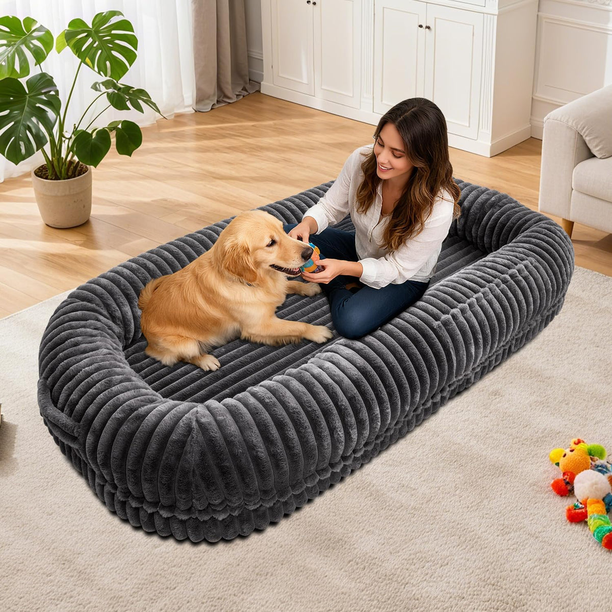 Human Dog Bed for Adult,Large Human Size Dog Bed 70"X38"X10"