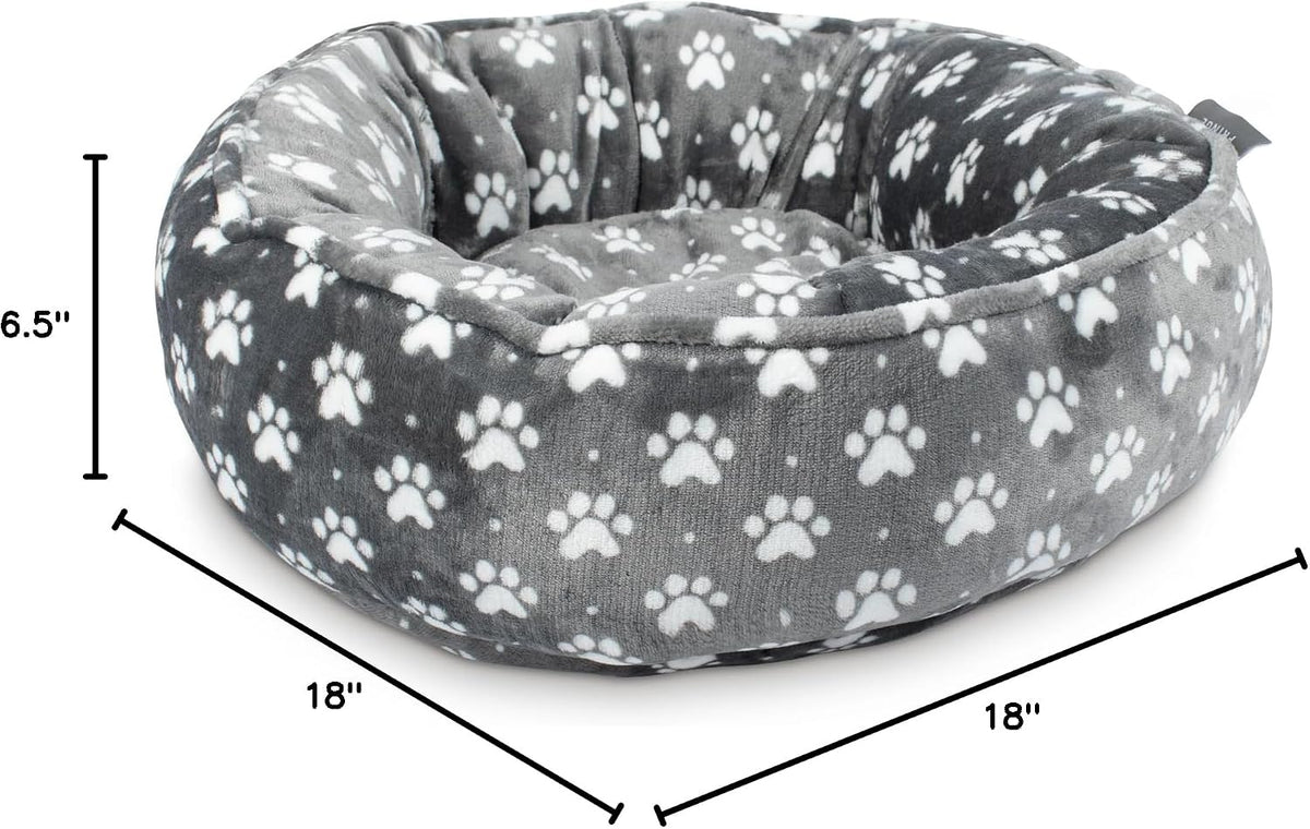 Studio Paw Dot Charcoal Small Circle Microplush Pet Bed 18" - Poly Filled - Machine Washable