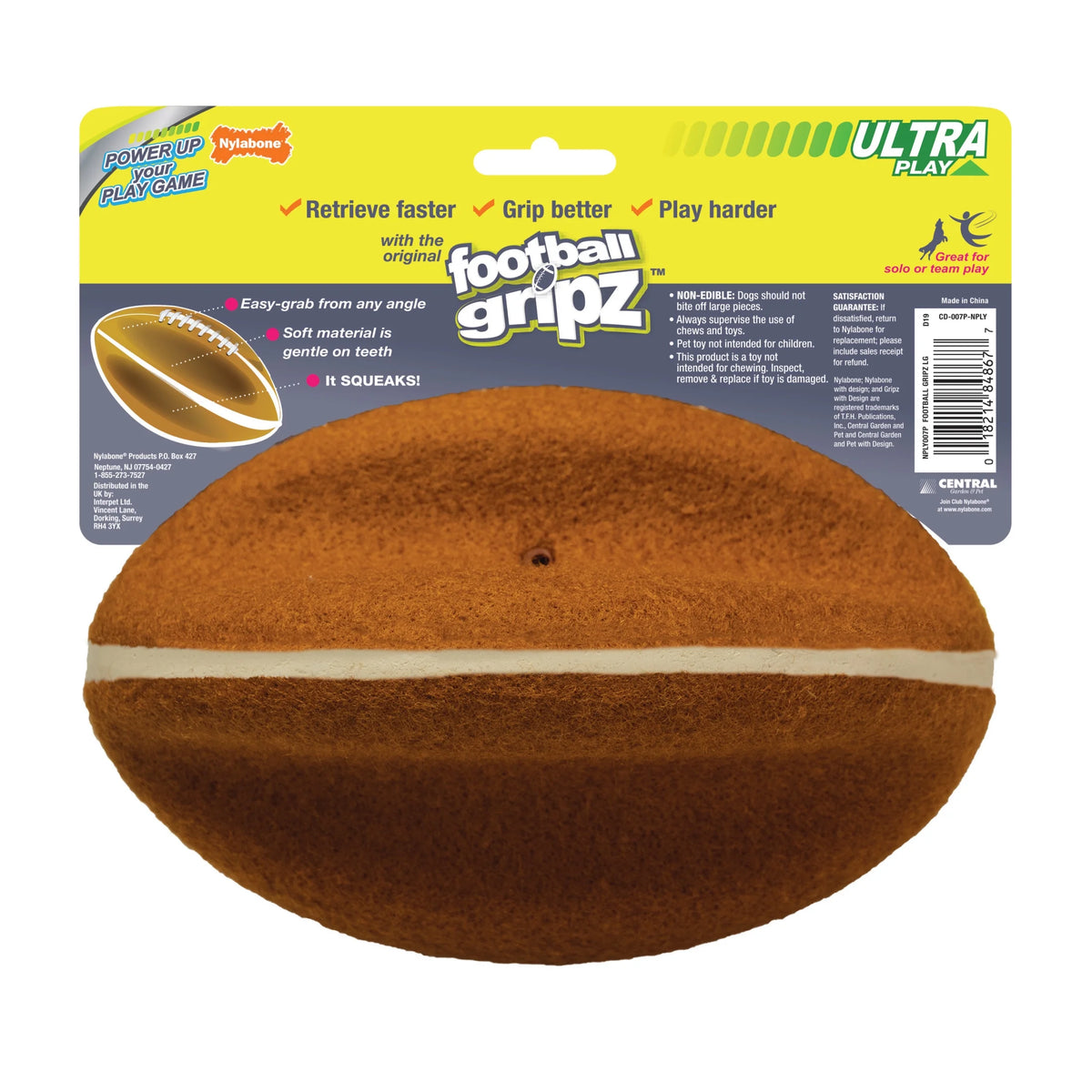 Power Play Football Dog Toy, Dog Balls, Squeaky Toy for Dogs, Large
