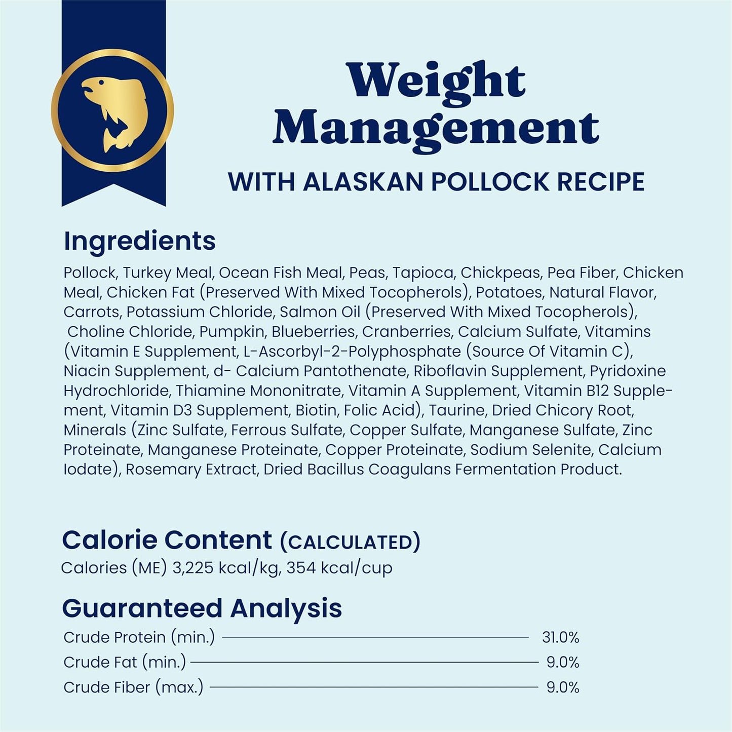 Weight Management Alaskan Pollock Cat Food, Adult Cats, 12LB