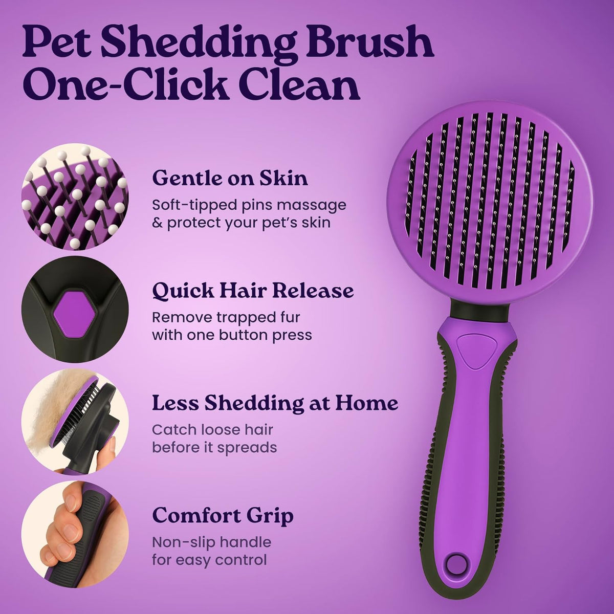Cat Grooming Kit 6 in 1, Include: Nail Clipper, Brush for Shedding, Wand Toy, Interactive Ball Toy, Bath Brush, Ear Cleaner Finger Wipes (30Ct.), Cat Grooming Supplies, Kitten Supplies