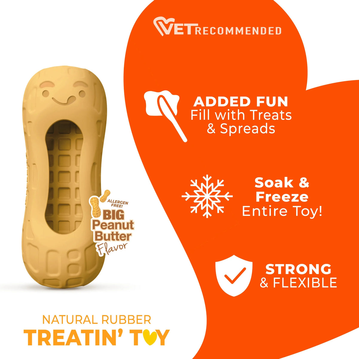 Strong Chew Fillable Peanut Dog Treat Toy, Dog Toy, Peanut Butter Flavor, Medium