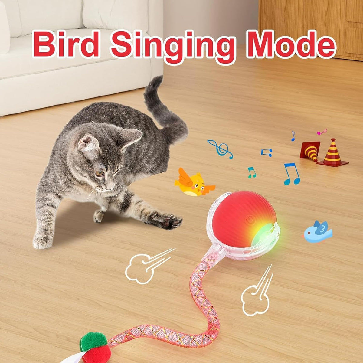 Speed 2.0 Tail Interactive Cat Toys for Indoor Cats, Moving Cat Toy