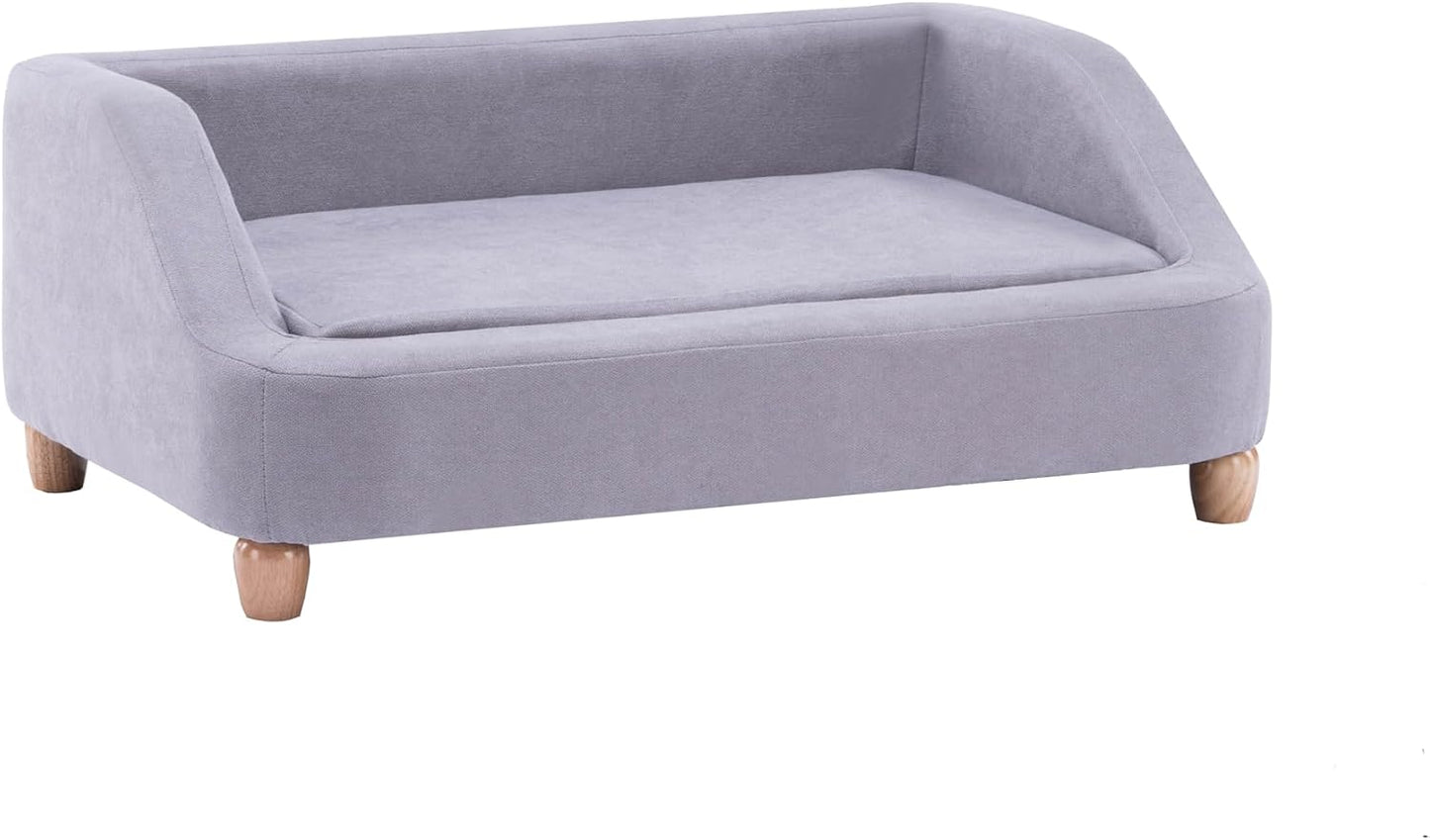 36-In. Microfiber Gray Rectangular Dog Sofa for Medium-Sized Dogs, Stylish and Modern Elevated Dog Bed, Durable and Easy to Clean Dog Sofa Bed, Cushioned Dog Sofas & Chairs