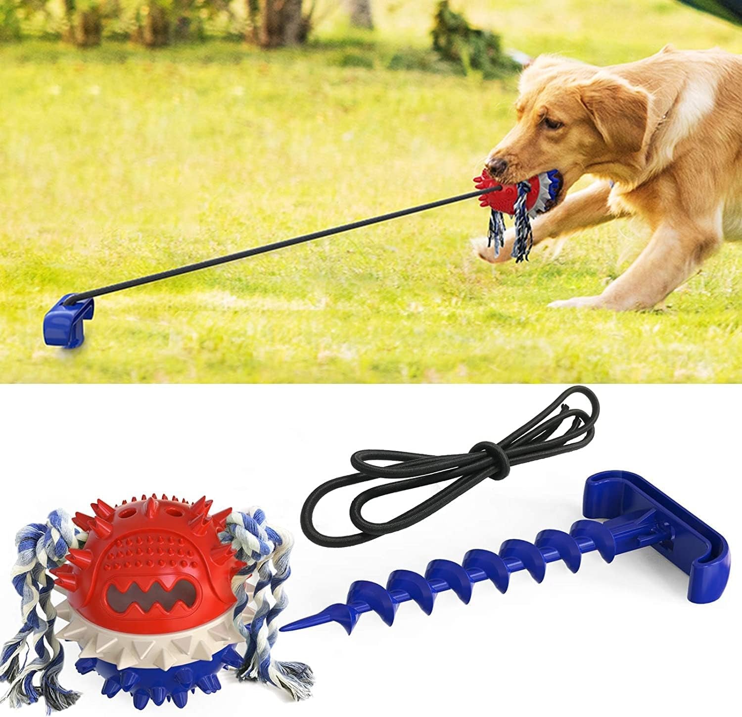 Interactive & Durable Dog Toys Rope & Squeaky Toys for Large & Medium Breeds, with Tough Chew Toys & Teeth Cleaning Benefits for Aggressive Chewers