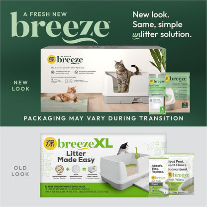 Breeze Litter Box System Kit with Pellet Cat Litter, XL Litter Box and Litter Box Pads
