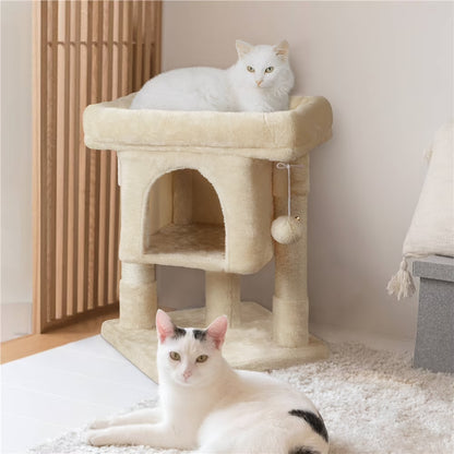 23In 2-Level Cat Tree Condo with Scratch Posts, Beige