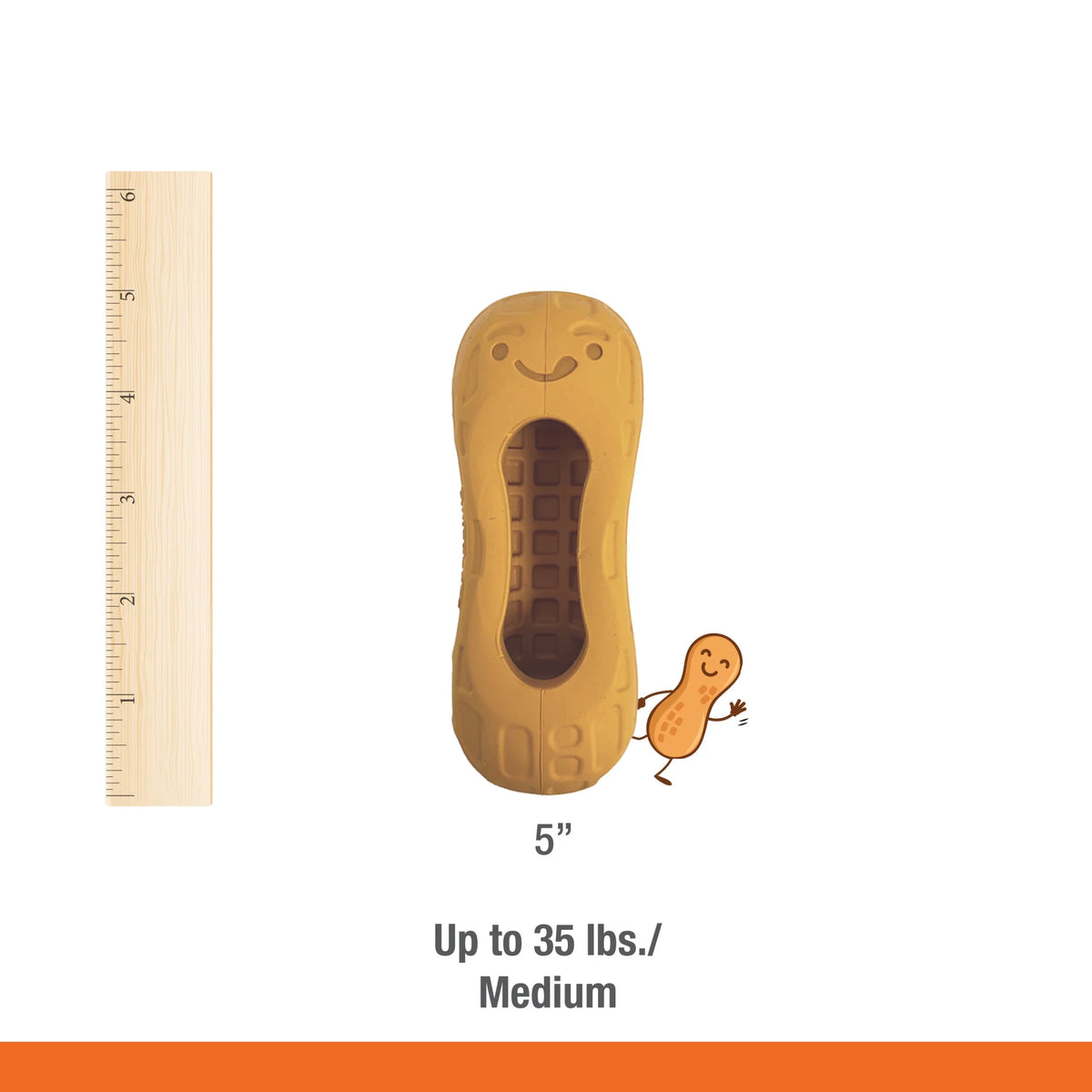 Strong Chew Fillable Peanut Dog Treat Toy, Dog Toy, Peanut Butter Flavor, Medium
