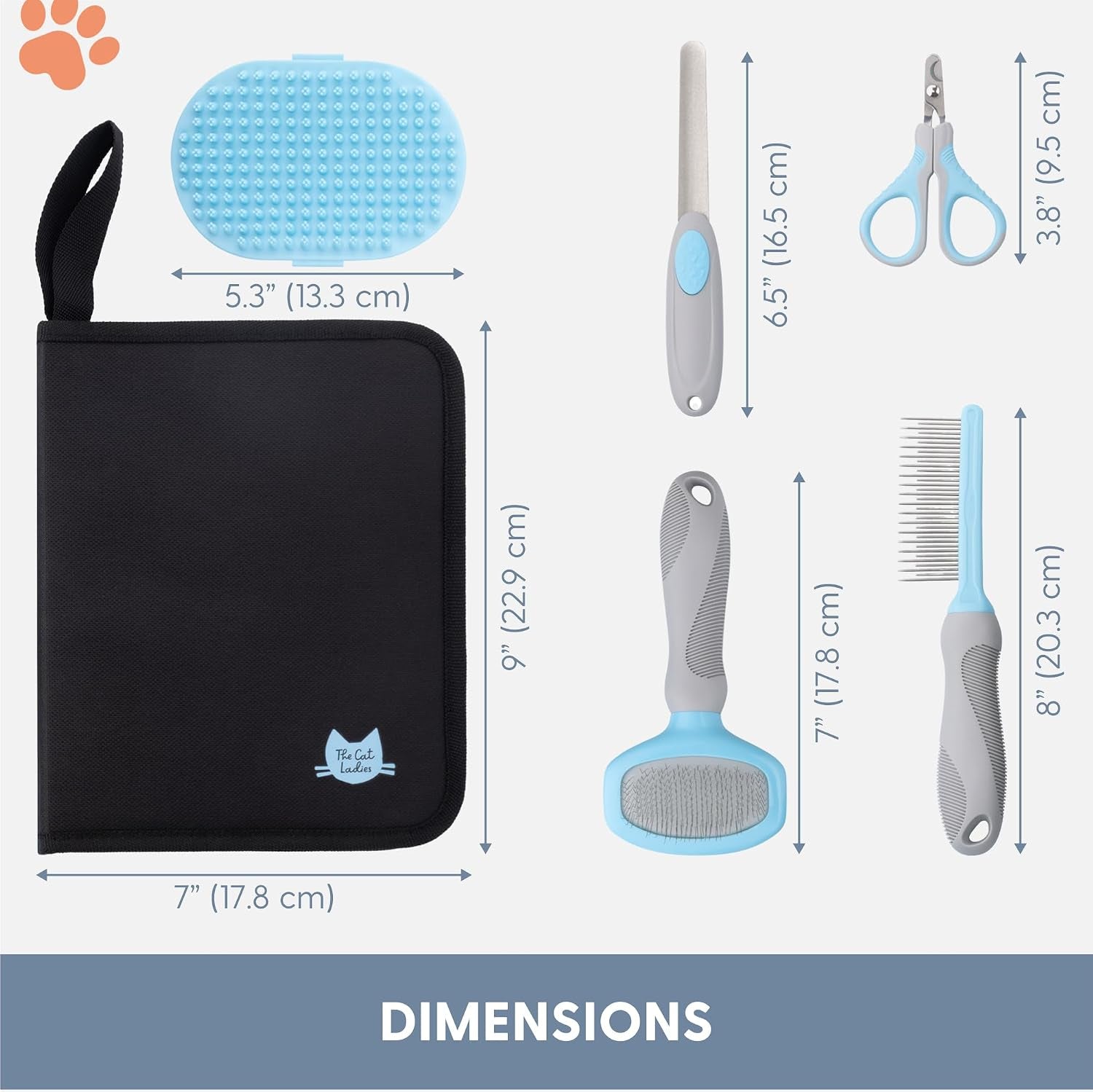 Cat Grooming Kit - 5 Piece Brushes Kit - with Comb and Matted Fur Undercoat Deshedding Cat Hair Brush for Long Haired Cats or Short Haired Kittens or Bunny Rabbits