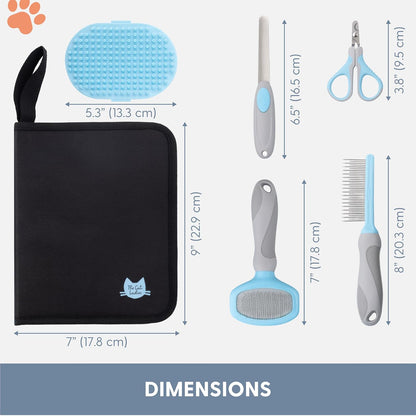 Cat Grooming Kit - 5 Piece Brushes Kit - with Comb and Matted Fur Undercoat Deshedding Cat Hair Brush for Long Haired Cats or Short Haired Kittens or Bunny Rabbits