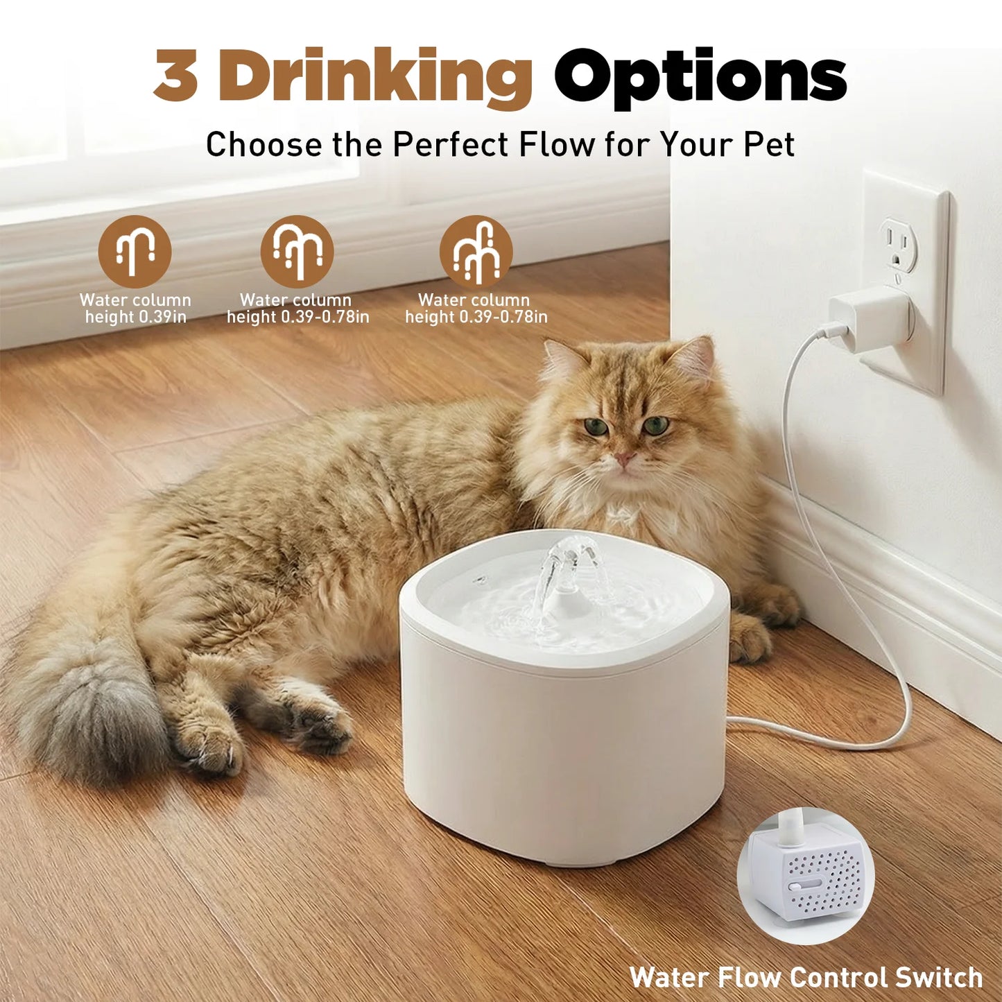 Cat Water Fountain,101Oz/3L Cat Fountain for Drinking Automatic Cat Water Dispenser Bowl for Pets& Small Animals