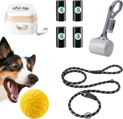 Dog Walking Kit - Pet Pooper Scooper, Biodegradable Waste Bags, Collapsible Travel Bowl, Heavy Duty Dog Leash, Interactive Rubber Ball - Complete Outdoor Pet Supplies for Puppy & Large Dogs