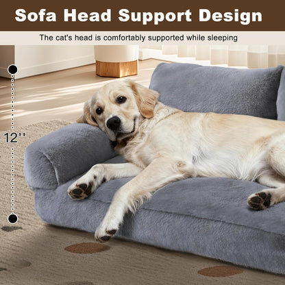 Cat Beds for Indoor Cats, Cat Couch Bed, Cute Cats Sofas for Medium Pets, Dog Sofas & Chairs with Removable Washable Cover, Plush Soft Pet Furniture for 35Lbs Medium Dogs & Cats(Light Gray)