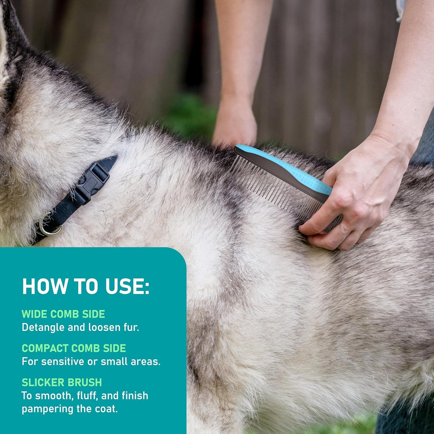 Pet Grooming Brush - Double Sided Shedding and Dematting Undercoat Rake Comb for Dogs and Cats,Extra Wide (C2 - Brush & Comb, Large)