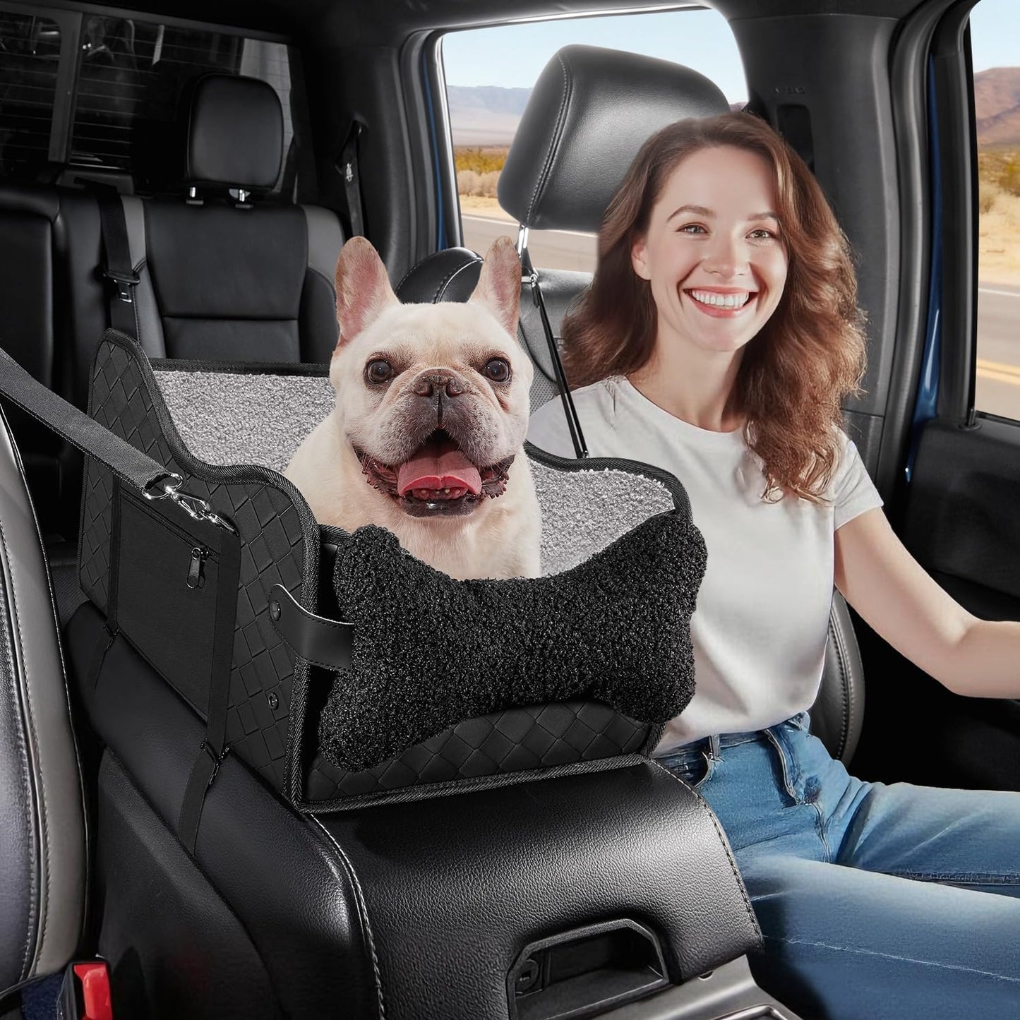 Center Console Dog Car Seat for Small Dogs,Fit for Full Size Truck