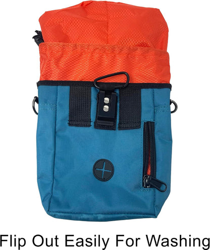Dog Training Pouch with Training Clicker and Water Bowl - 5 Ways to Wear - Carry Toys, Treats for Positive Reinforcement - Built-In Poop Bag Dispenser (Teal)