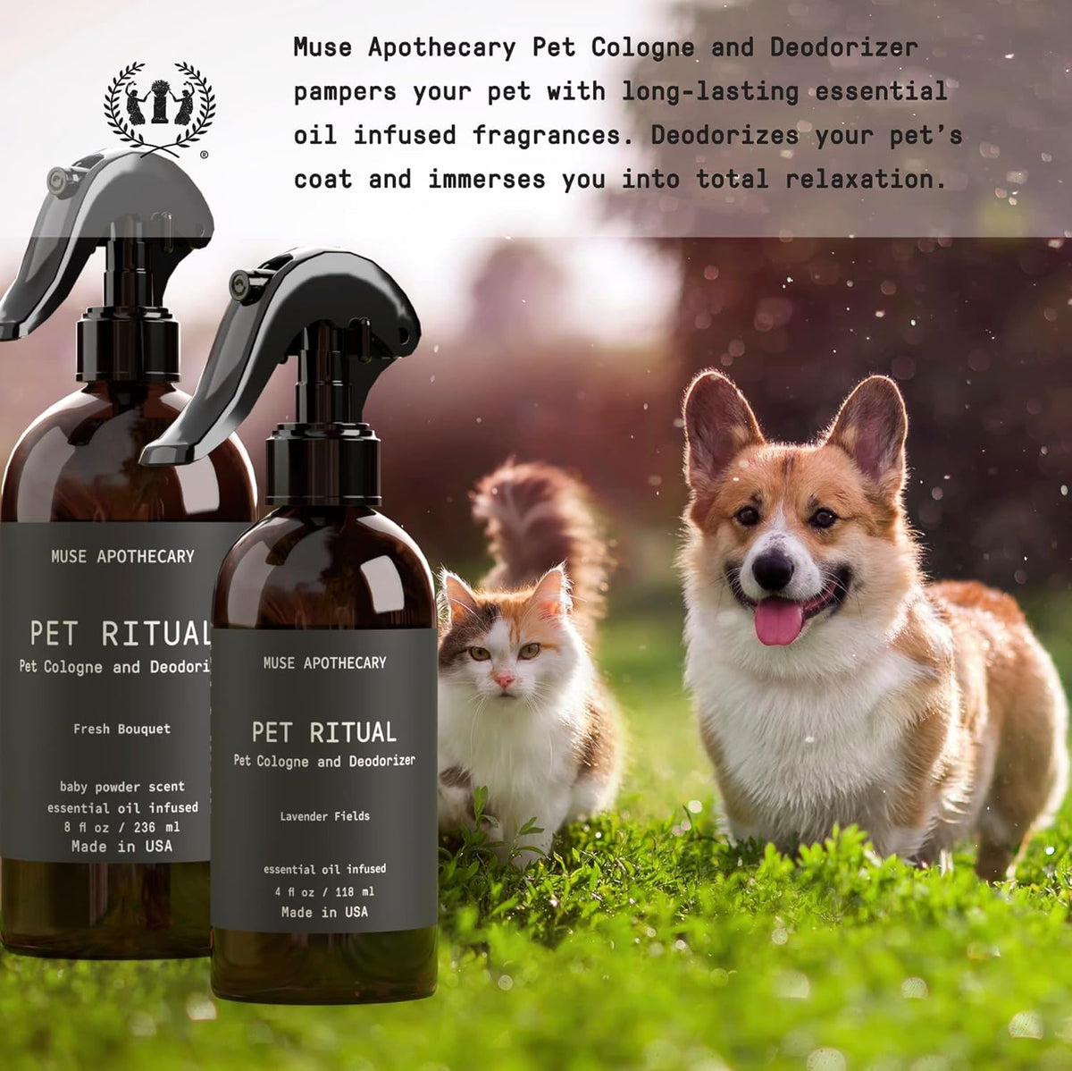 Pet Ritual Pet Cologne Spray for Dogs - Dog Perfume Spray Long Lasting after Bath - Pet Perfume for Dogs - Essential Oils Infused - 4Oz, Lavender Fields