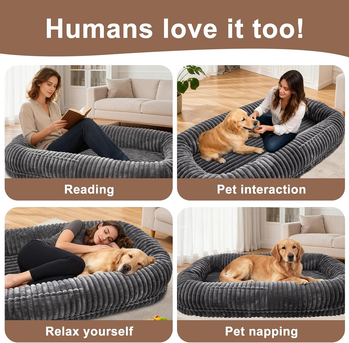 Human Dog Bed for Adult,Large Human Size Dog Bed 70"X38"X10"