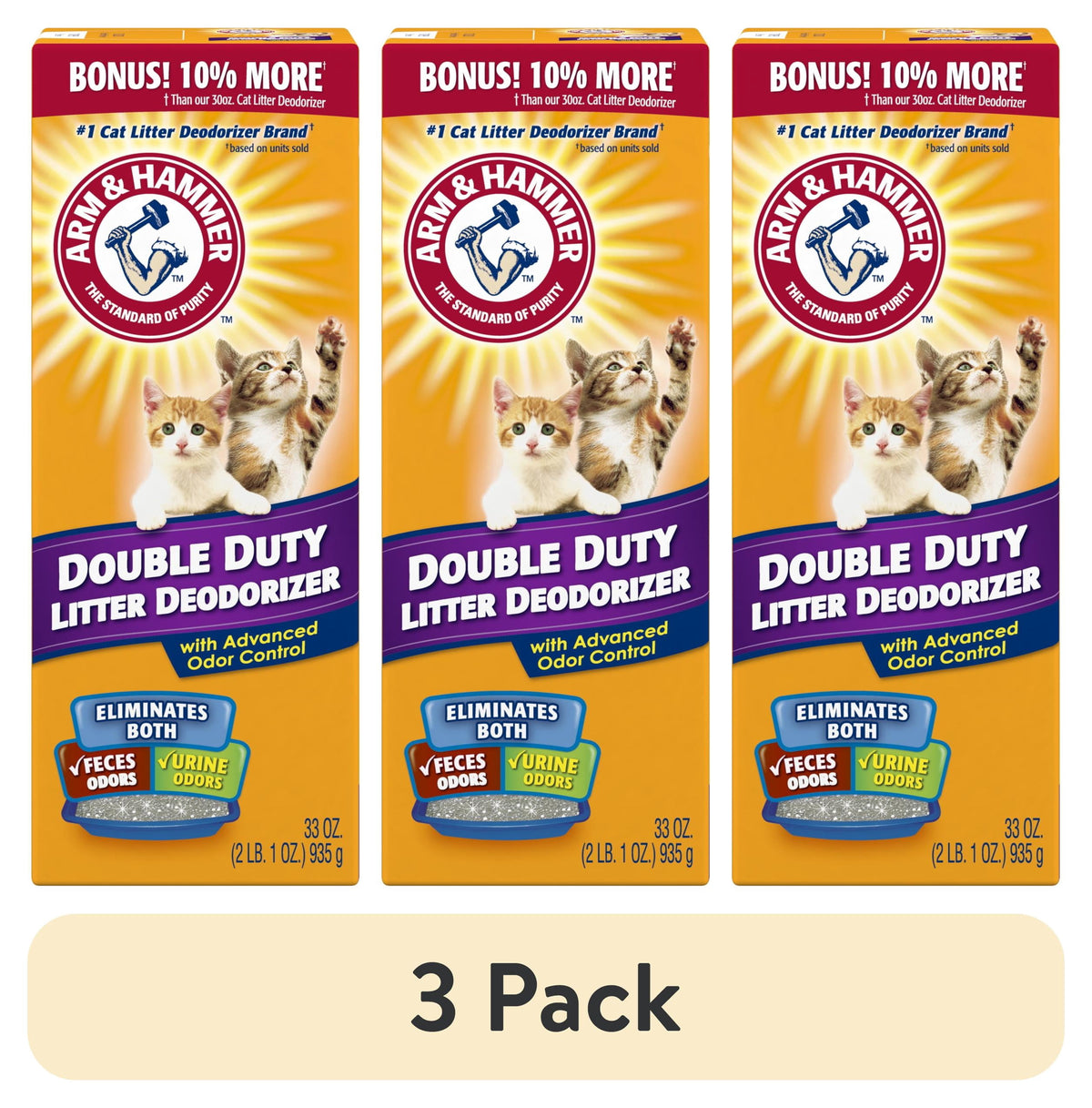 (3 Pack)  Double Duty Cat Litter Deodorizer and Pet Odor Eliminator, 33 Oz Box