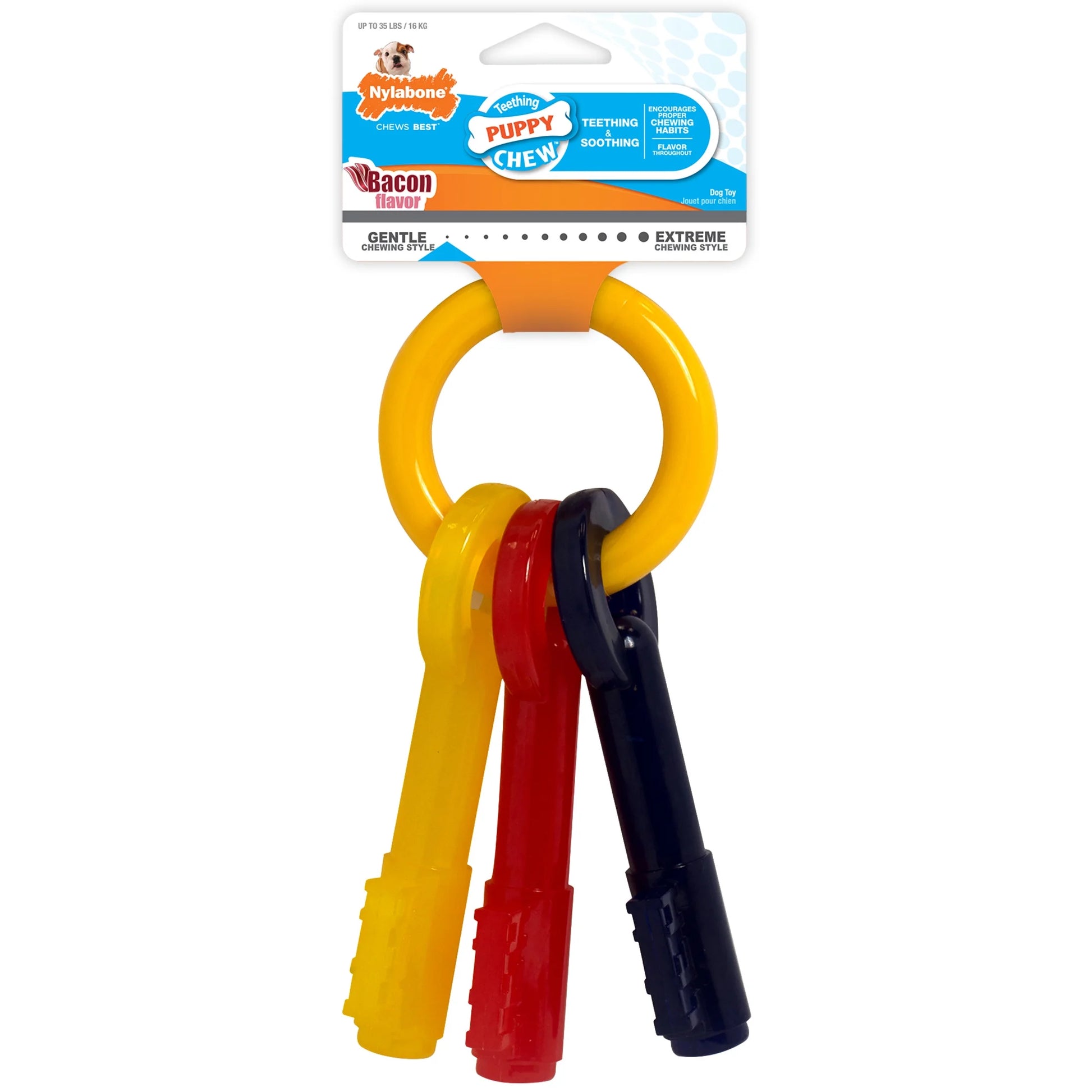 Puppy Chew Key Ring Dog Toy, Dog Chew Toy, Bacon Flavor, Medium, 1 Count