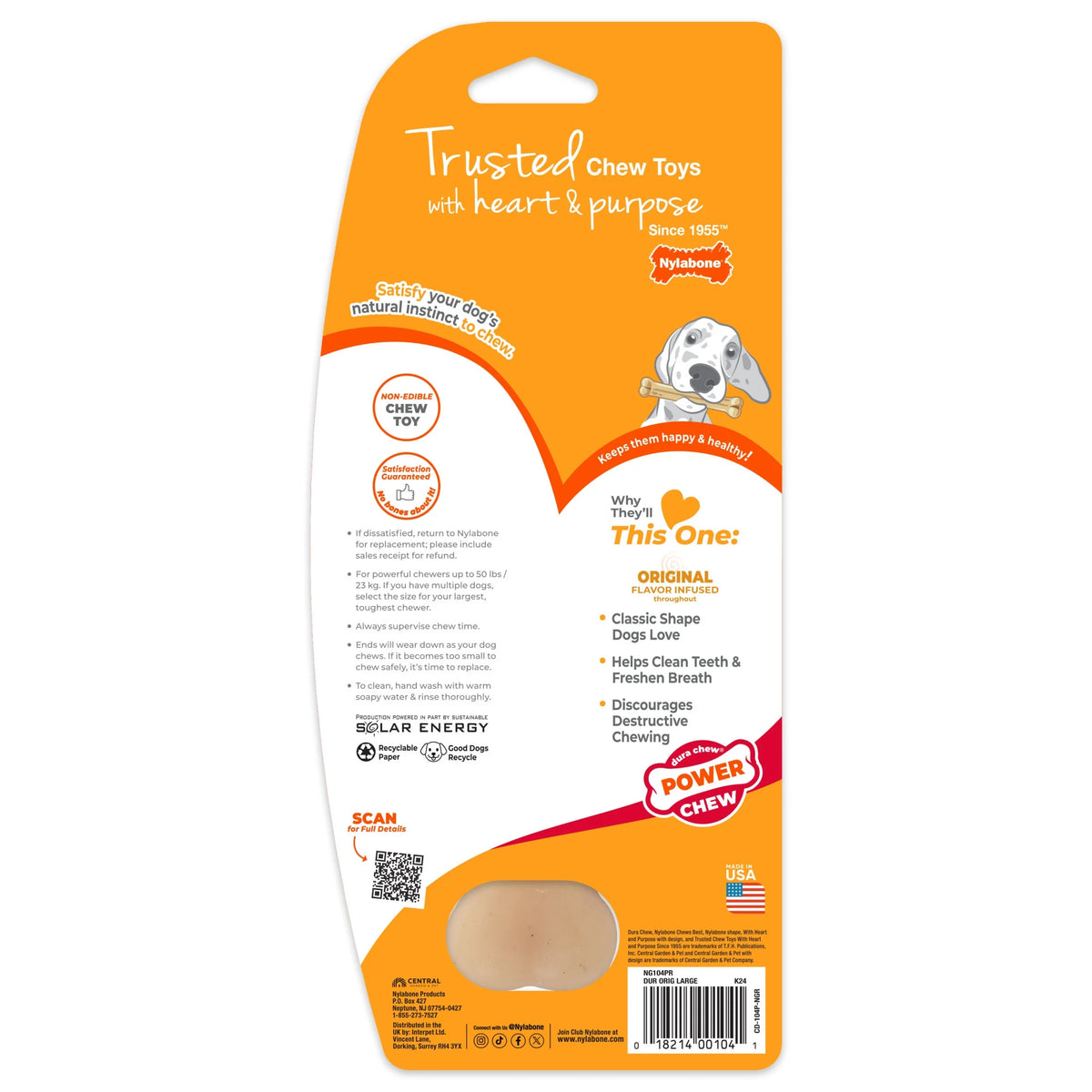 Power Chew Original Bone Dog Toy, Dog Chew Toy, Original Flavor, Large, 1 Count