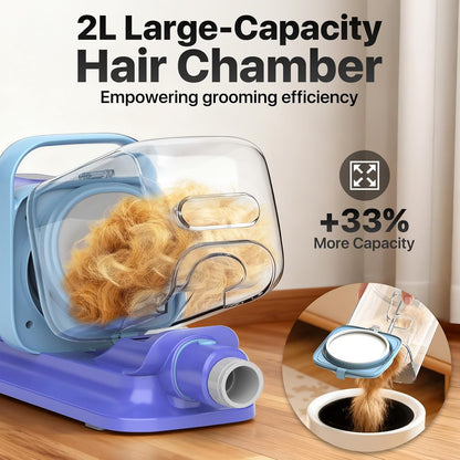 Dog Grooming Vacuum Kit, 15000Pa Clipper, Shedding Brush, 2L, Blue