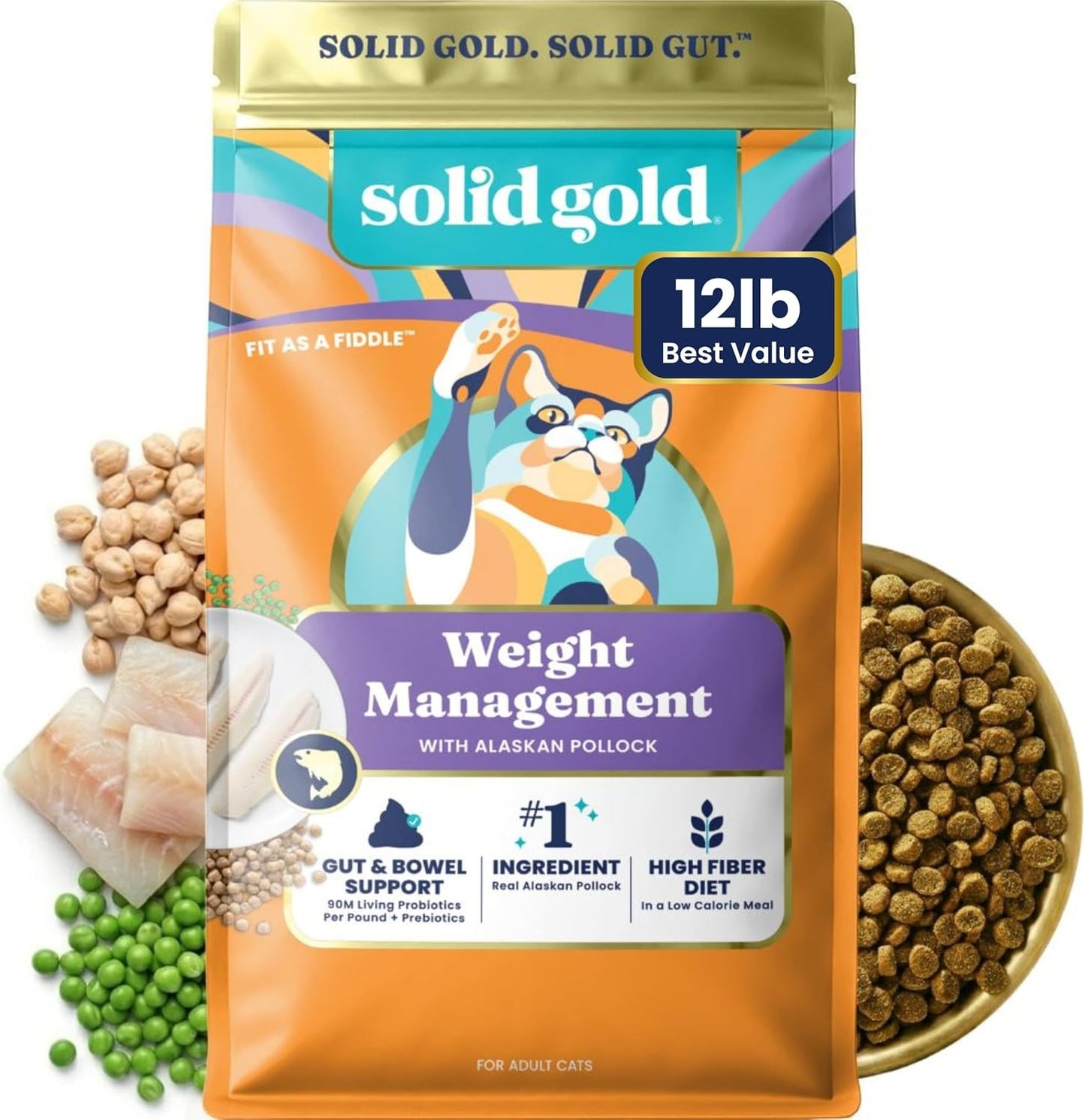 Weight Management Alaskan Pollock Cat Food, Adult Cats, 12LB