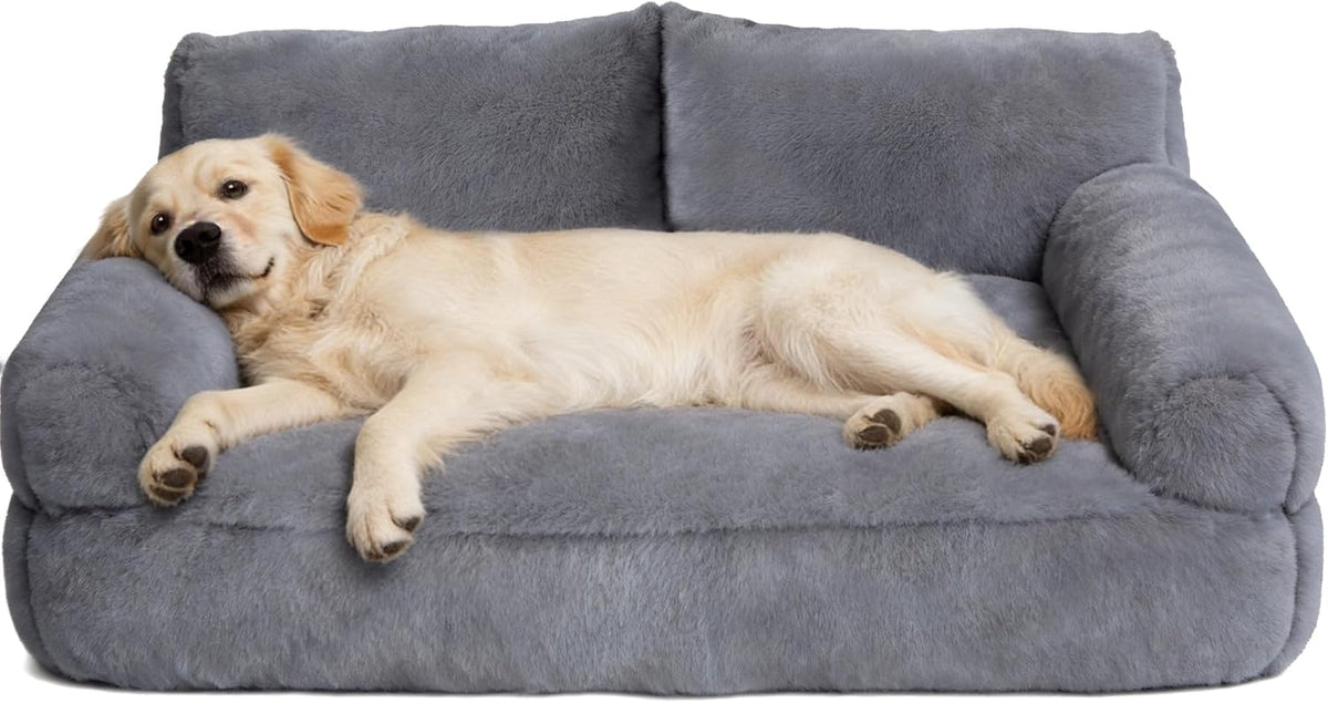 Cat Beds for Indoor Cats, Cat Couch Bed, Cute Cats Sofas for Medium Pets, Dog Sofas & Chairs with Removable Washable Cover, Plush Soft Pet Furniture for 35Lbs Medium Dogs & Cats(Light Gray)