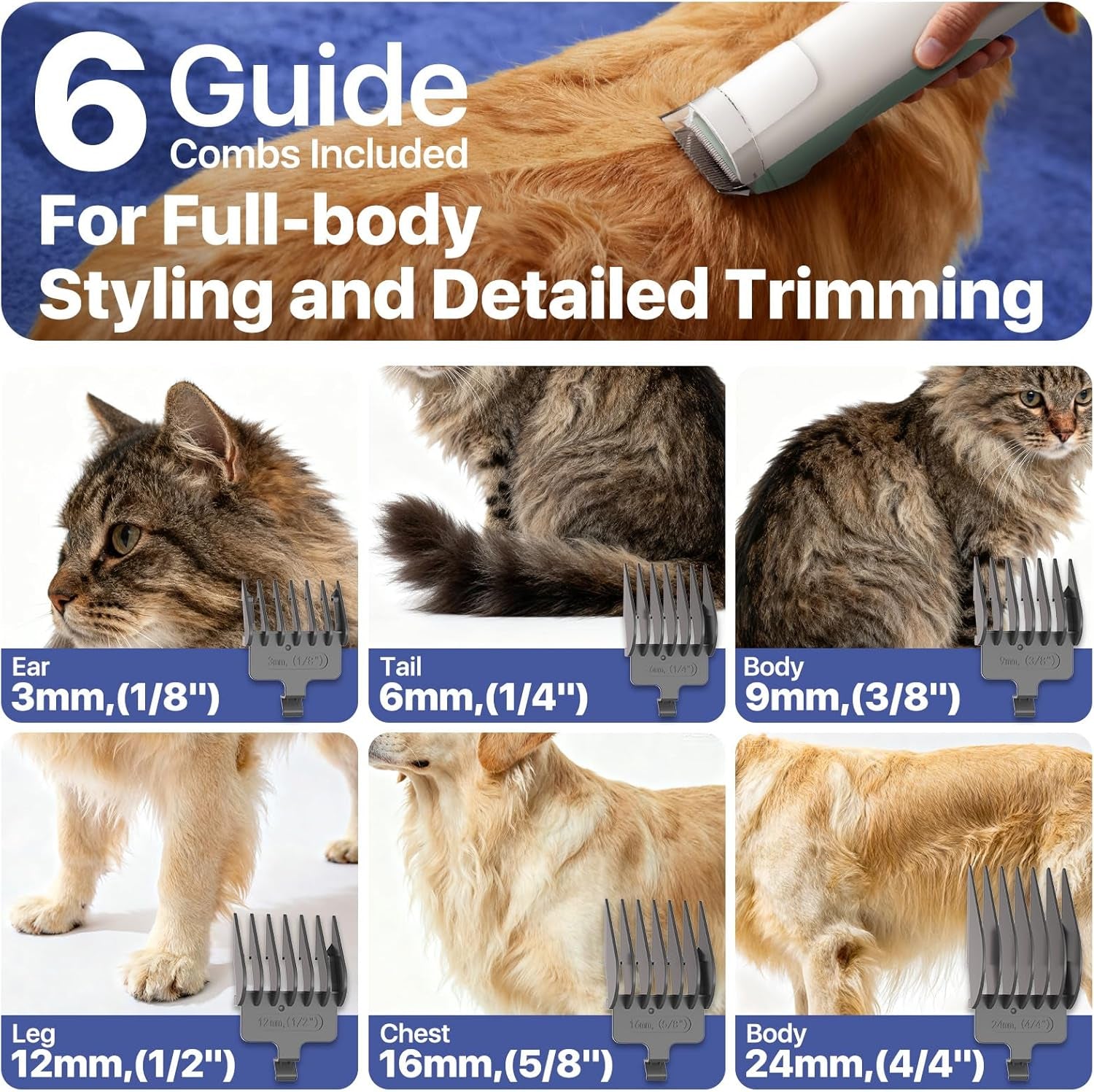 Dog Grooming Vacuum Kit, 15000Pa Clipper, Shedding Brush, 2L, Blue