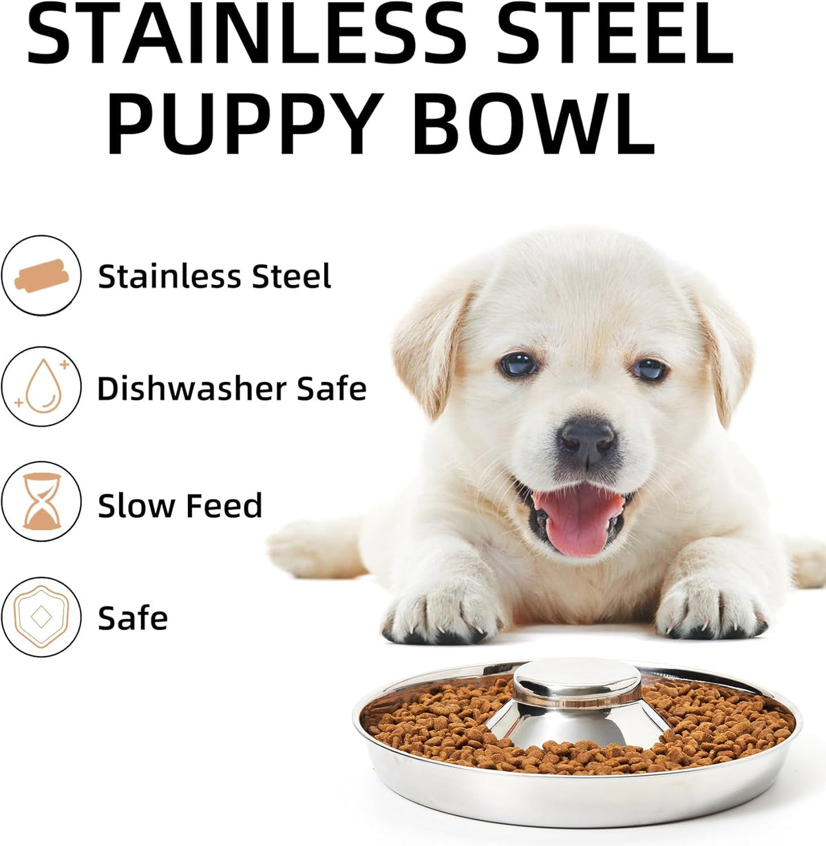 2 Pack Stainless Steel Puppy Bowls, Dog Feeding Bowl