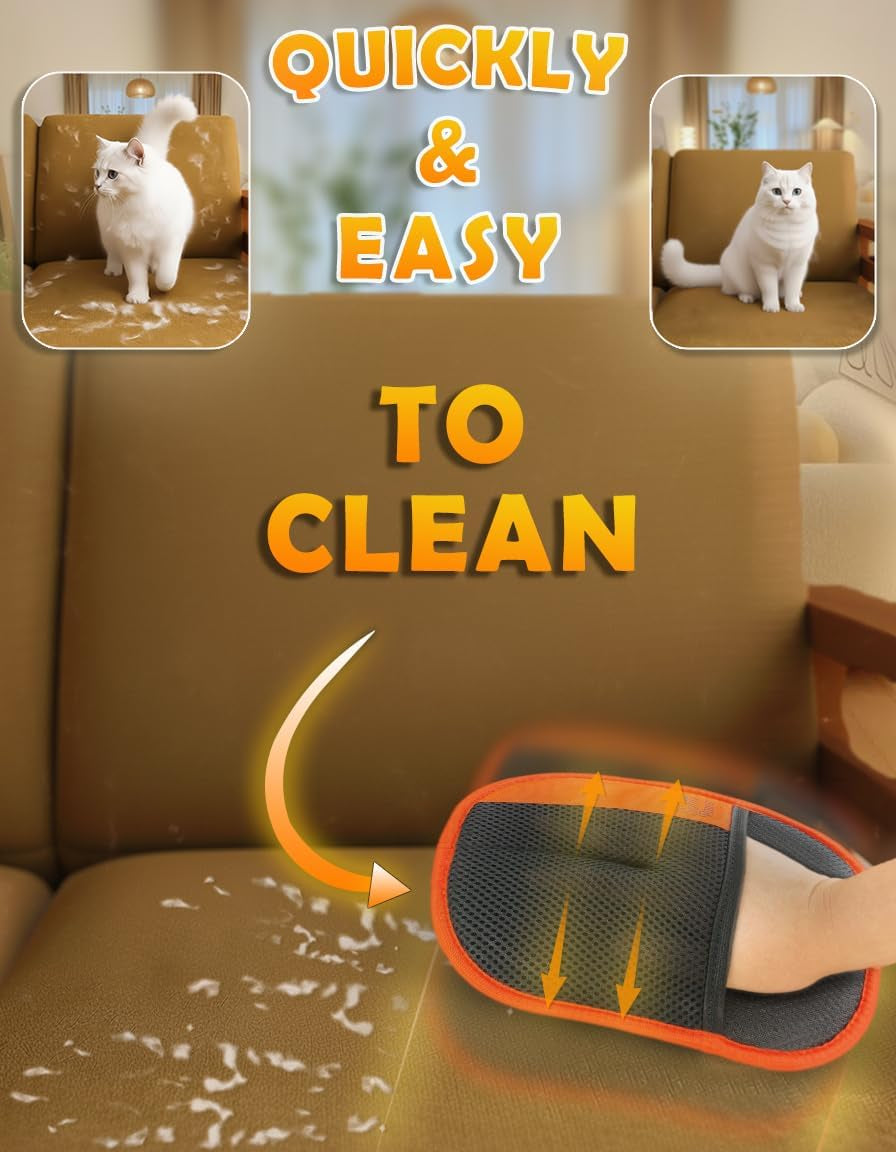 Pet Hair Removal Glove for Furniture & Clothes, Reusable Electrostatic Pet Hair Remover for Couch, Carpet, Bedding & Car Seats, Dog & Cat Grooming Glove, Soft Pet Hair Removal Tool, 1 Pack