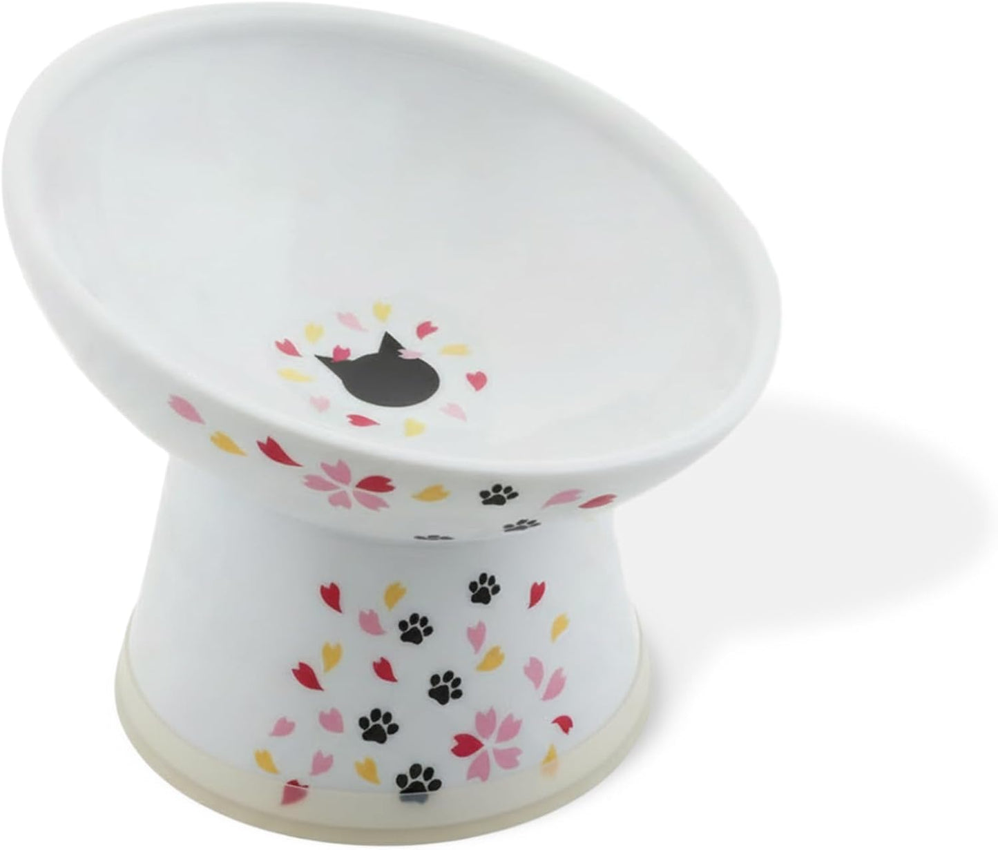 Necoichi Ceramic Raised Cat Food Bowl, 15° Tilted (Sakura, Regular Tilted)