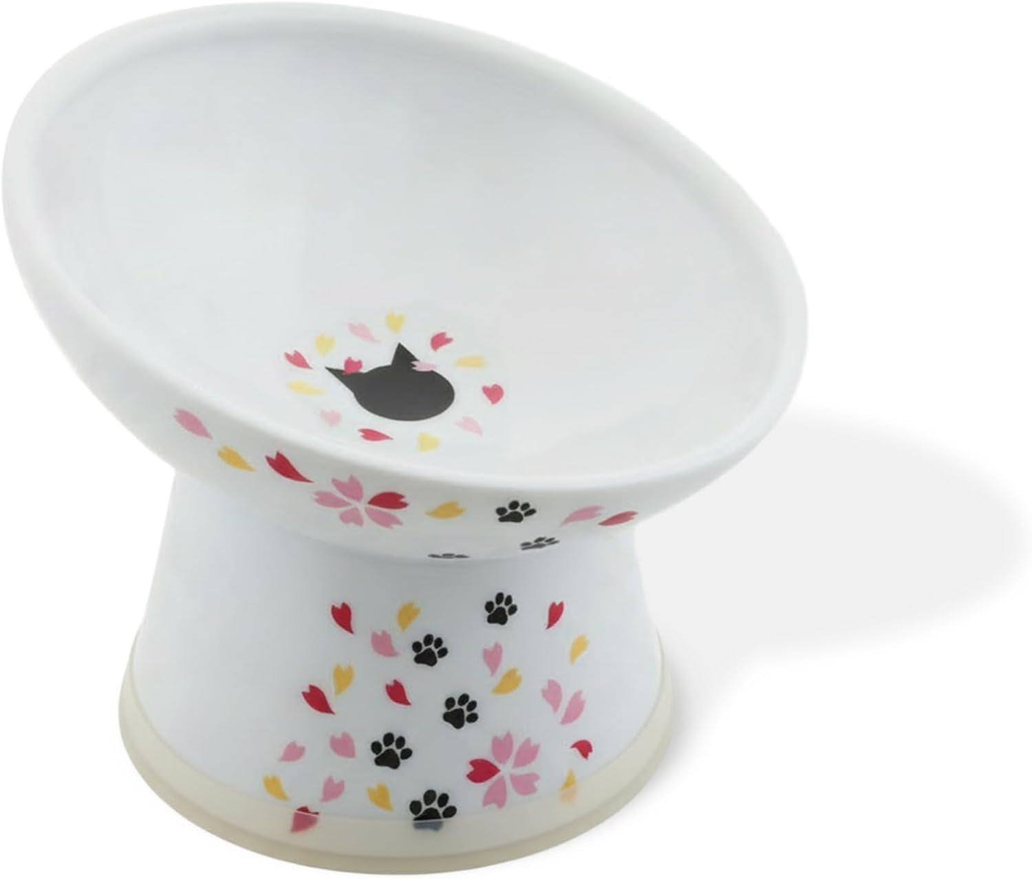 Necoichi Ceramic Raised Cat Food Bowl, 15° Tilted (Sakura, Regular Tilted)