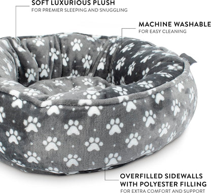 Studio Paw Dot Charcoal Small Circle Microplush Pet Bed 18" - Poly Filled - Machine Washable