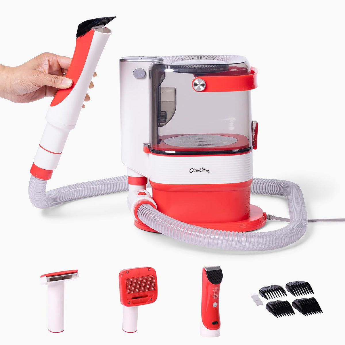 Dog Vacuum for Shedding Grooming – Dog Grooming Kit with Dog Brush Vacuum Attachment, Pet Hair Clipper with Guards, Large-Capacity Bin