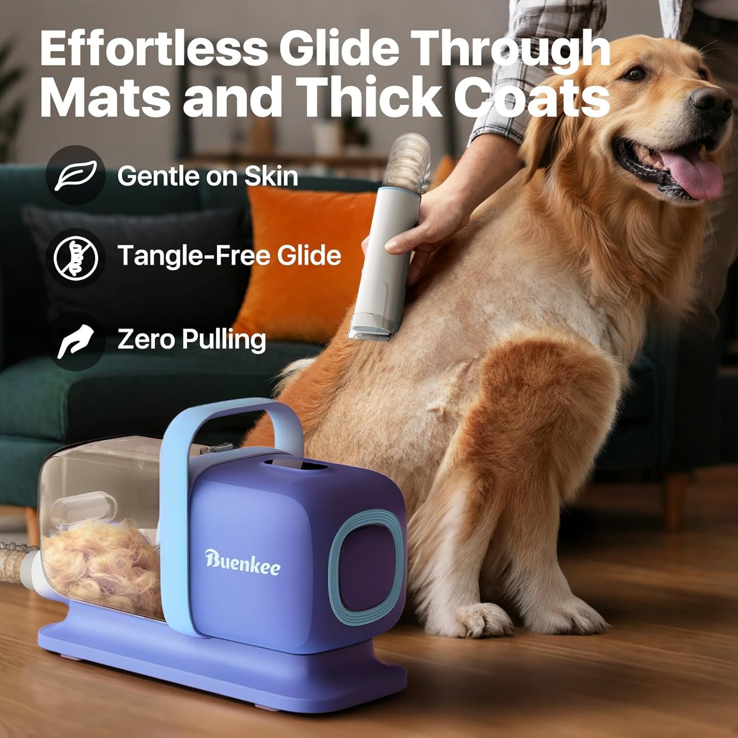 Dog Grooming Vacuum Kit, 15000Pa Clipper, Shedding Brush, 2L, Blue