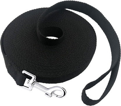 15Ft 20Ft 30Ft 40Ft 50Ft Long Dog/Puppy Lead Obedience Recall Training Dog Leashes for Small Medium Dogs Camping, Training, Play, or Backyard (20 FT, Black)