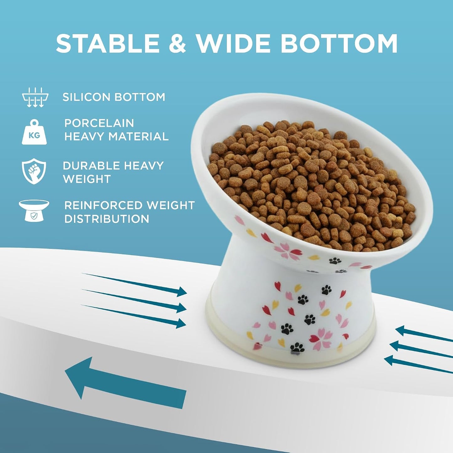 Necoichi Ceramic Raised Cat Food Bowl, 15° Tilted (Sakura, Regular Tilted)