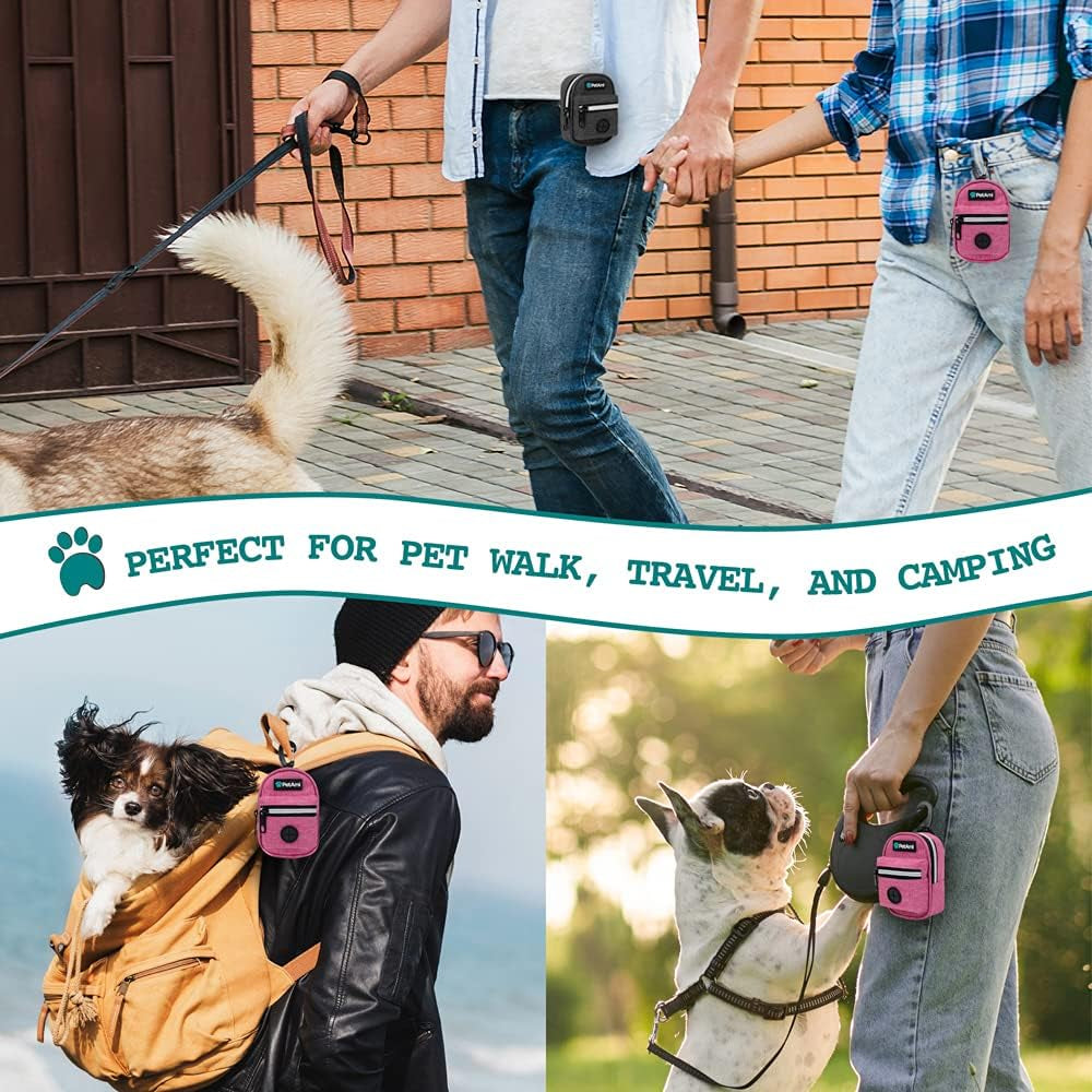 Dog Poop Bag Holder for Leash, Waste Bag Dispenser Pet Pouch, Pink