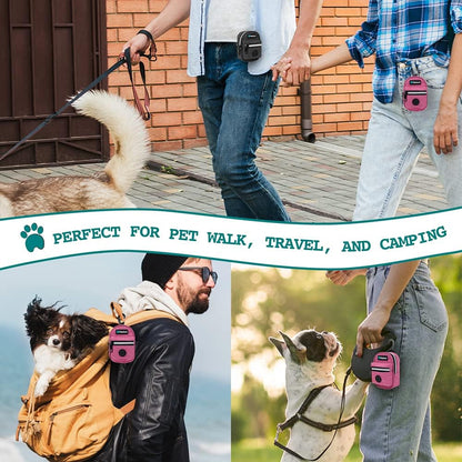 Dog Poop Bag Holder for Leash, Waste Bag Dispenser Pet Pouch, Pink