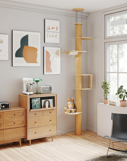 Floor-To-Ceiling Cat Tree, Tension Mount Tower W/Sisal Posts