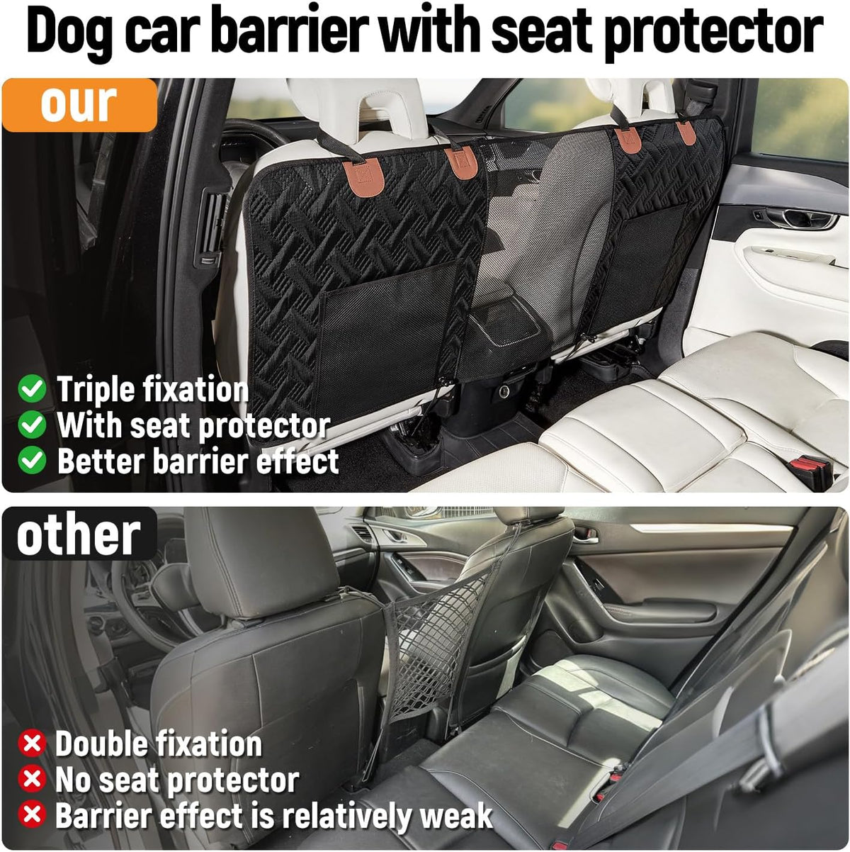Dog Car Barrier,Car Divider Net for Dogs,Pet Barrier with Organizer