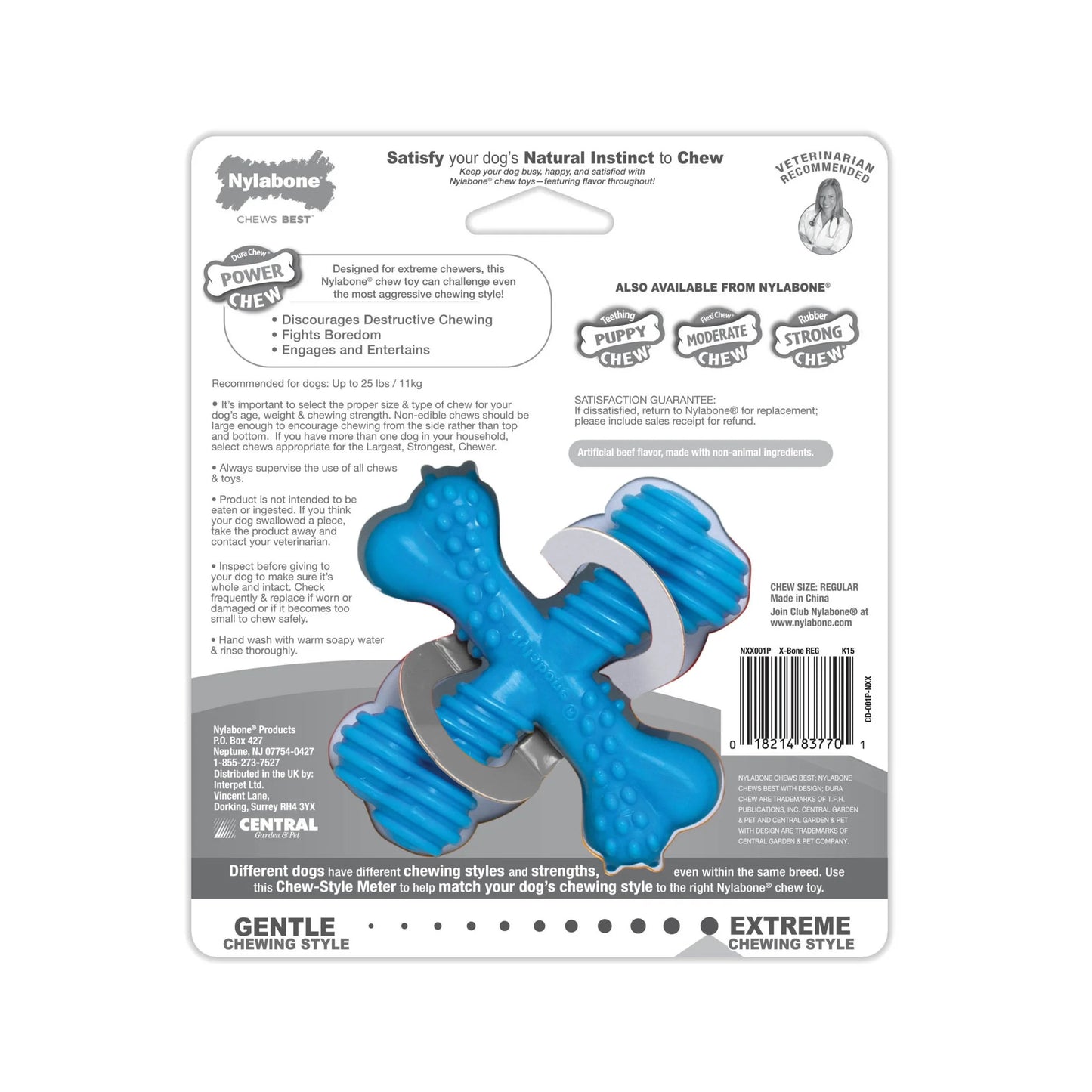 Power Chew Comfort Hold X Bone Dog Toy, Dog Chew Toy, Beef Flavor, Small, 1 Count