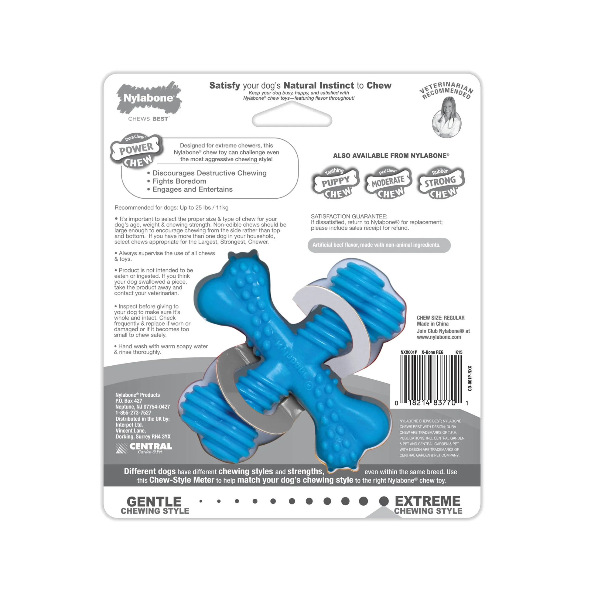 Power Chew Comfort Hold X Bone Dog Toy, Dog Chew Toy, Beef Flavor, Small, 1 Count