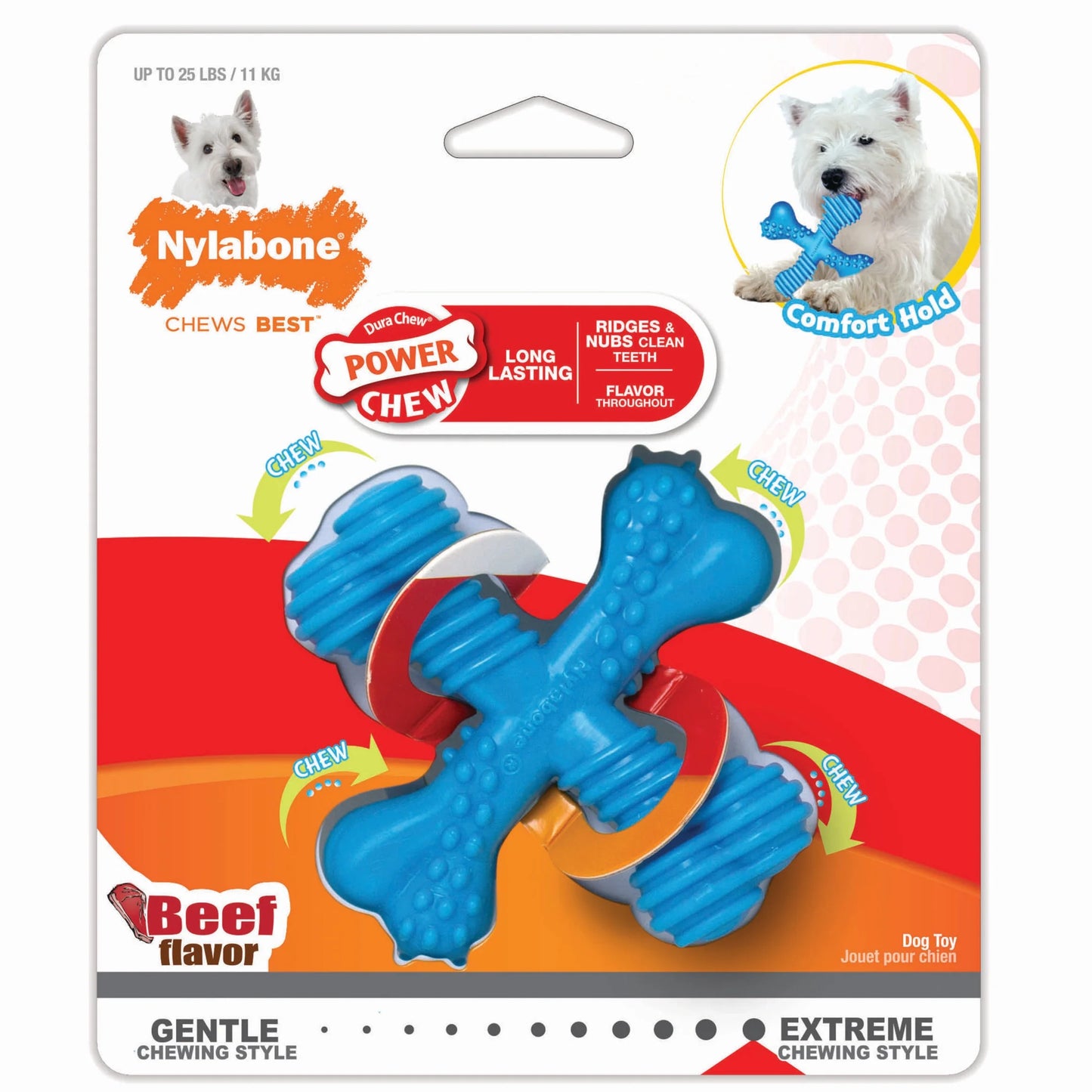 Power Chew Comfort Hold X Bone Dog Toy, Dog Chew Toy, Beef Flavor, Small, 1 Count