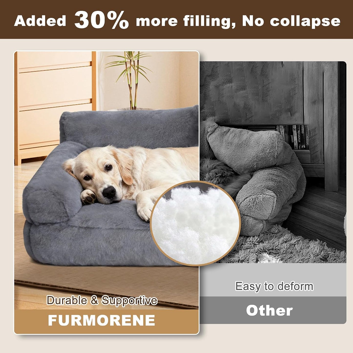 Cat Beds for Indoor Cats, Cat Couch Bed, Cute Cats Sofas for Medium Pets, Dog Sofas & Chairs with Removable Washable Cover, Plush Soft Pet Furniture for 35Lbs Medium Dogs & Cats(Light Gray)