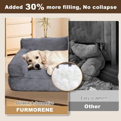 Cat Beds for Indoor Cats, Cat Couch Bed, Cute Cats Sofas for Medium Pets, Dog Sofas & Chairs with Removable Washable Cover, Plush Soft Pet Furniture for 35Lbs Medium Dogs & Cats(Light Gray)