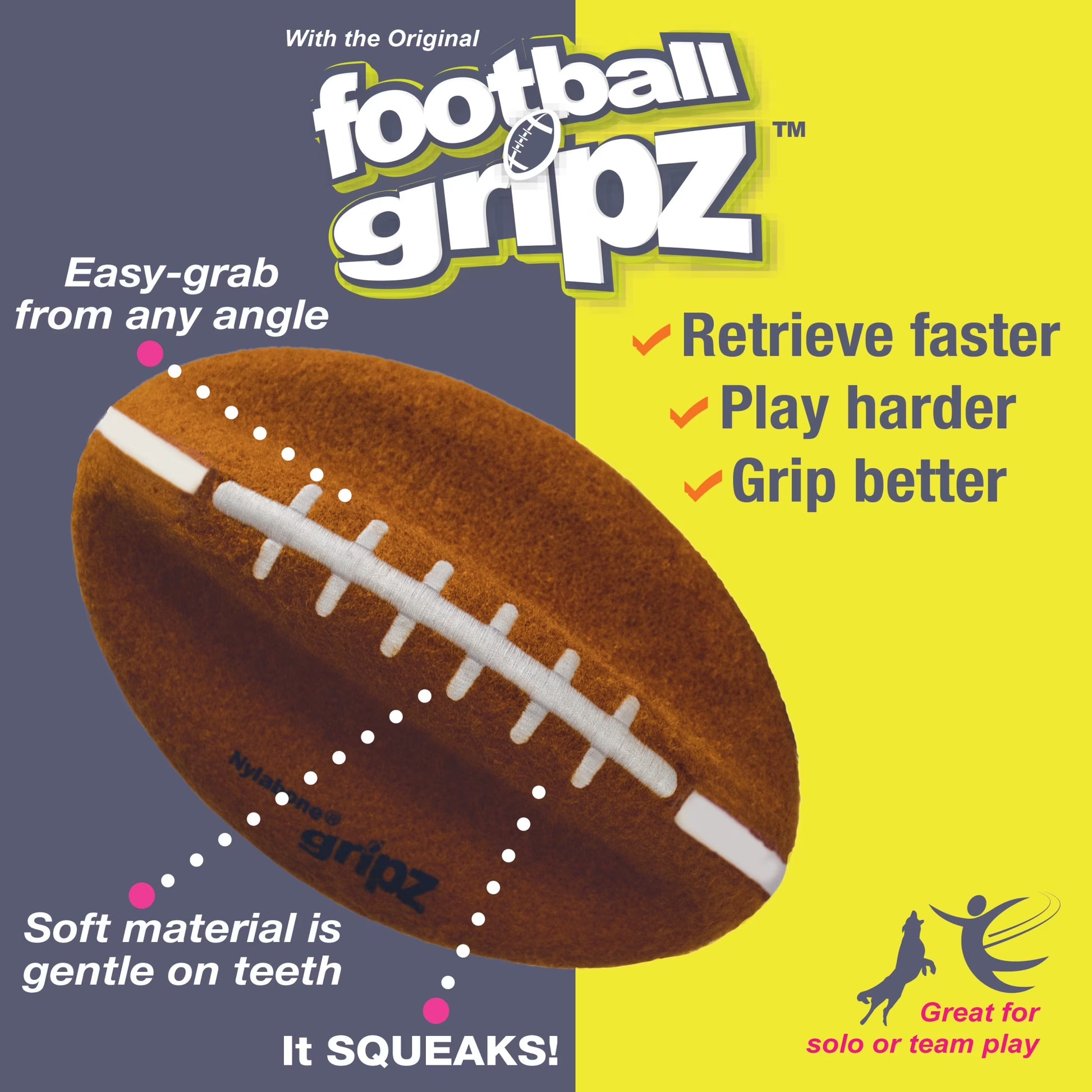 Power Play Football Dog Toy, Dog Balls, Squeaky Toy for Dogs, Large