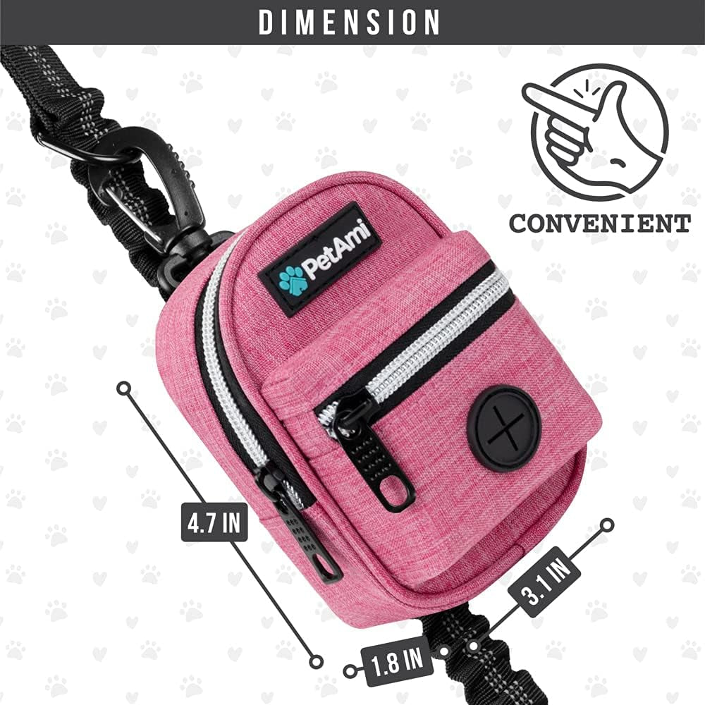 Dog Poop Bag Holder for Leash, Waste Bag Dispenser Pet Pouch, Pink
