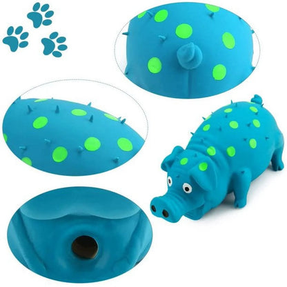 Dog Squeeze Toy,Squeaky Pig Dog Toys, Blue Latex Grunting Pig Dog Toy Anxiety Relief for Dog Puppy Chew Toys,Green